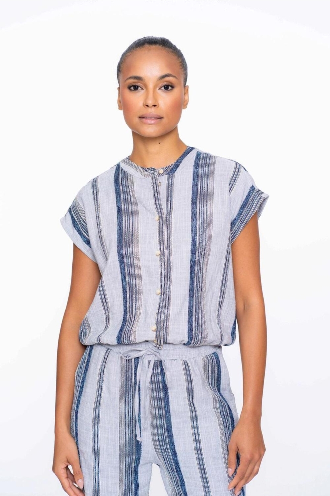 LUREX GESTREEPTE BLOUSE 53203 20 NAVY/BLUE